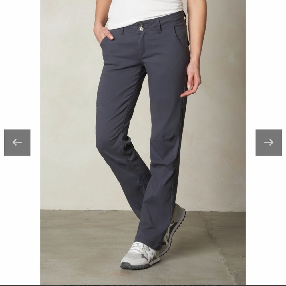 PRANA Halle Straight Leg Midrise Convertible Hiking Pants in Coal Size 4